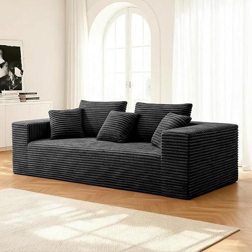 3-Seater Deep-Seat Corduroy Lounge Sleeper Sofa - Image 2