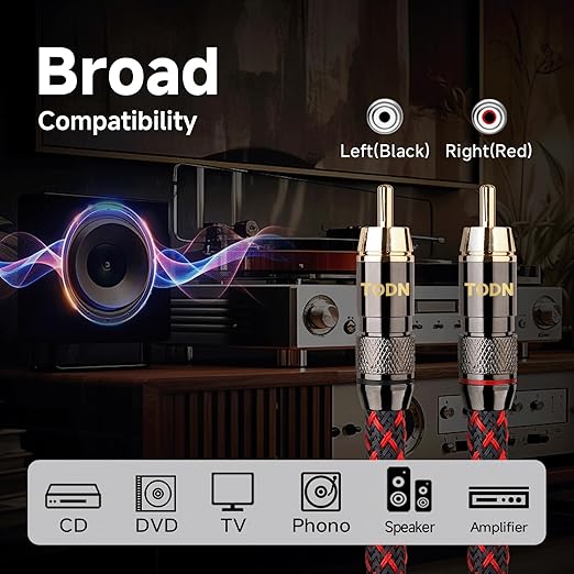 TODN RCA Cables for Audiophile 3ft HiFi Stereo Shielded RCA to RCA Audio Cable - Image 8