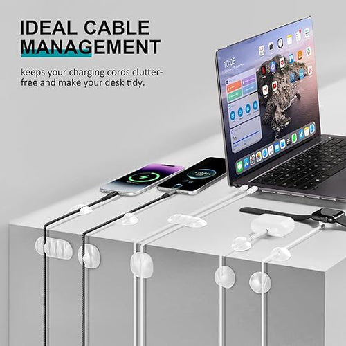 16Pack White Desk Cable Management, Adjustable Cord Organizer Cable Clips - Image 2