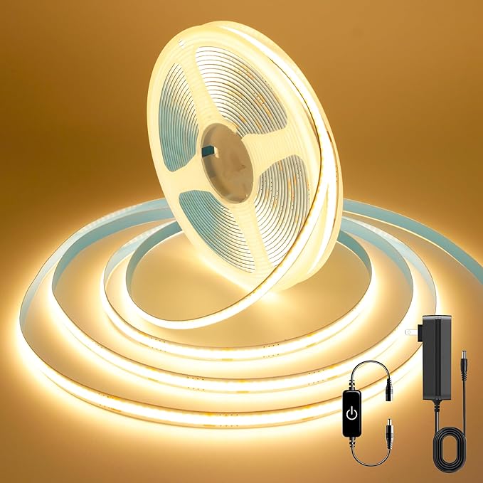 COB LED Strip, 16.4ft Warm White COB LED Strip Light, Dimmable LED Light Strip by AUZIWECOBLEDStripLights