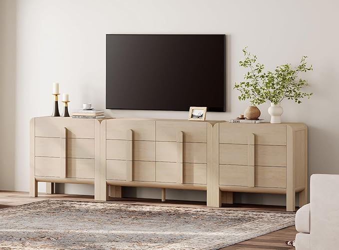 WAMPAT 3 Piece Bedroom Dresser Set, 110.2" Wide Mid Century Modern Chest of - Image 4