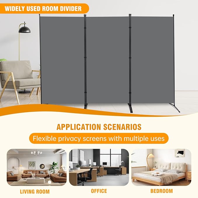 6 FT Tall Room Divider Screen Fabric Wall Divider - Image 7