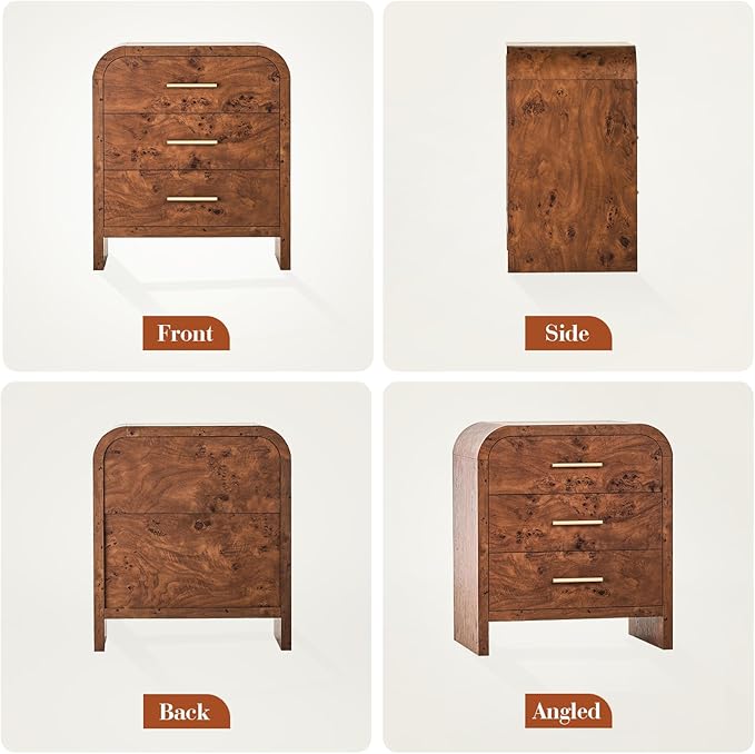 Farmhouse Nightstand Set of 2, 23.5" Curved Modern Night Stand - Image 8