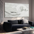 YETHEN WAL Neutral Grey & White Wave Wall Art – Textured Minimalist Canvas Print by Unknown