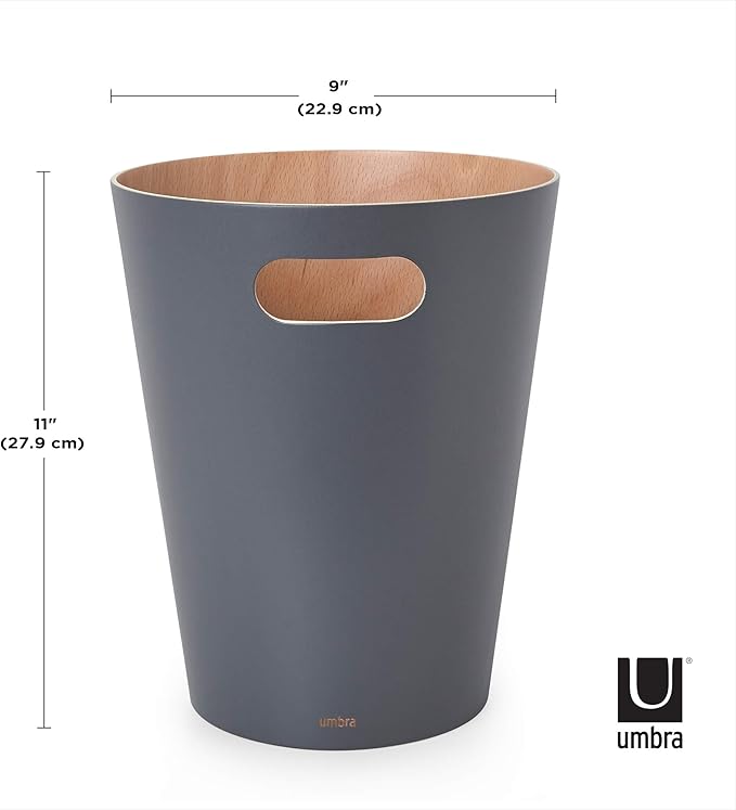 Umbra Woodrow 2-Gallon Modern Wooden Trash Can Wastebasket, Attractive Bin - Image 3