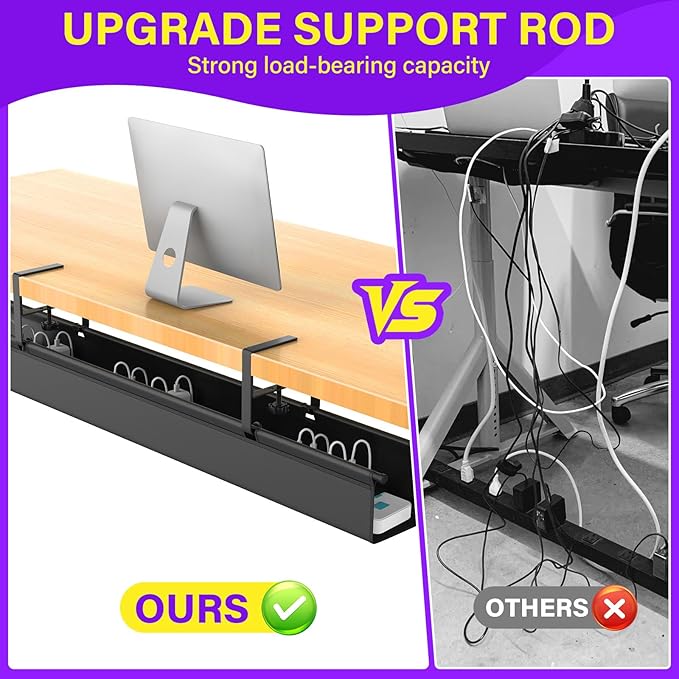 Large Under Desk Cable Management Tray, REFLYING 43.7" Cable Management Under - Image 3