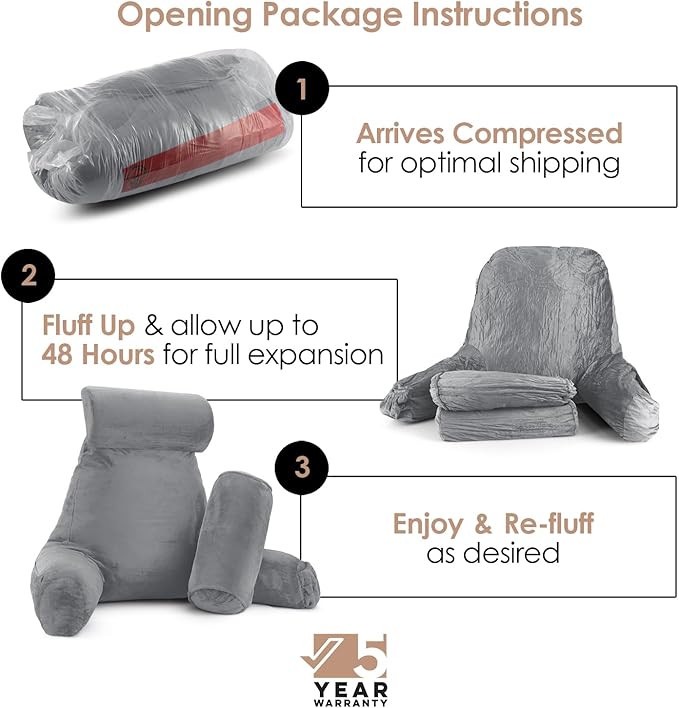 Nestl Reading Pillow with Shredded Memory Foam Includes 2 Neck and Lumber - Image 2