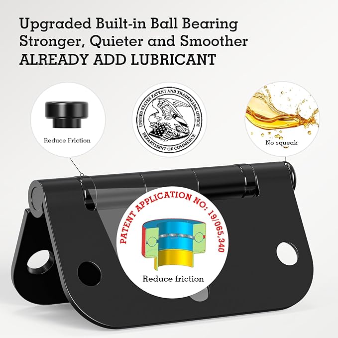 18 Pack Ball Bearing Round Matte Black Door Hinges 3.5 Inch 5/8" Radius Anti - Image 2