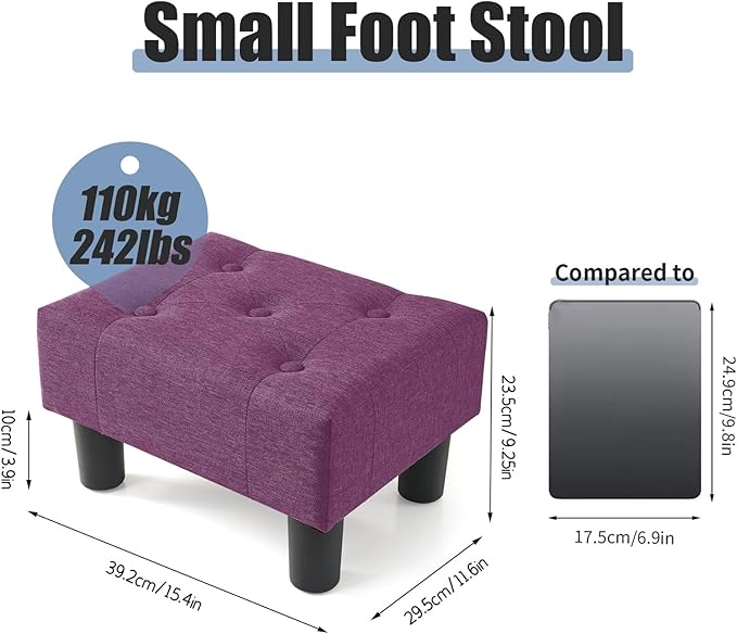 BRIAN & DANY Small Foot Stool, Linen Foot Stools - Image 3