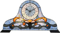 Bieye L10661 Baroque Desk Clock Tiffany Style Stained Glass Accent Table Lamp by Bieye
