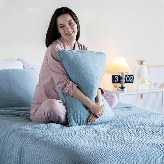 KASENTEX Queen XL Quilt Set 98"x98" – Soft Washed 3-Layer Lightweight Bedspread - Image 6