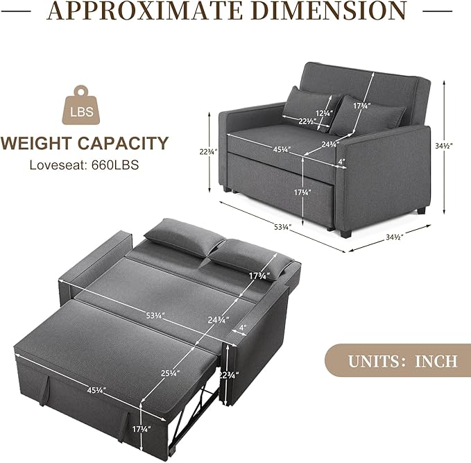 Furnimart 3-in-1 Convertible Sleeper Sofa - Image 3