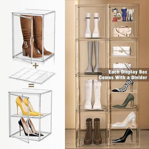 2 Pcs Shoe Display Case, XX-Large Tall Boot Storage Box Transparent Handbag - Image 2