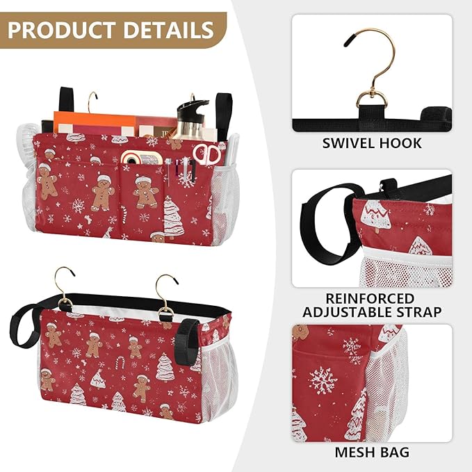 Bedside Caddy Hanging Bunk Bed Caddy Bed Organizer Hanging Pocket - Image 5