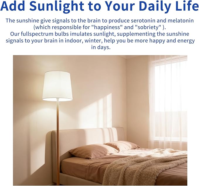 LQ BSDERA 3PK Full Spectrum Light Bulbs, 6000K Natural Light That Mimic Sunlight - Image 4