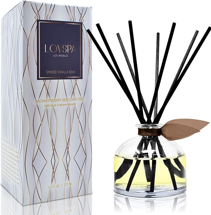 LOVSPA Reed Diffuser Set, Smoked Vanilla Scented Oil Diffuser by LOVSPA