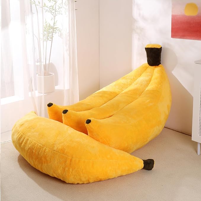 Banana Bean Bag Chair with Ottoman, Floor Sofa Bed with Footrest, Comfy by IEVENW