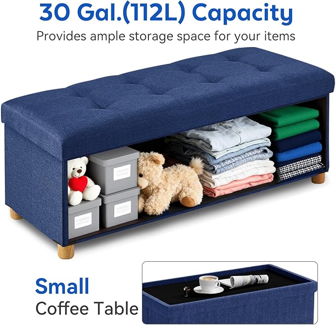 BRIAN & DANY 43 Inches Folding Storage Ottoman Bench, Ottoman - Image 3