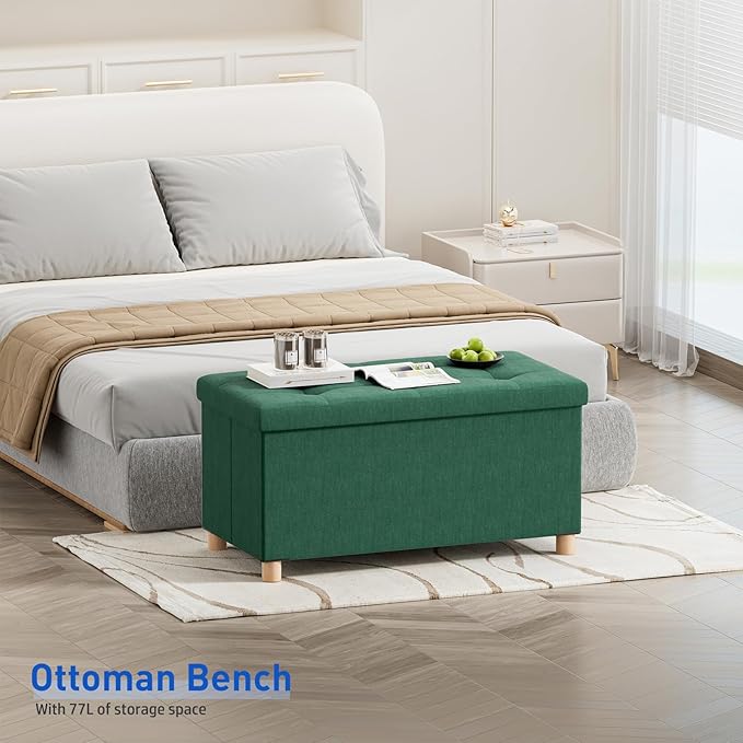 BRIAN & DANY 30 Inches Folding Storage Ottoman Bench, Ottoman - Image 2