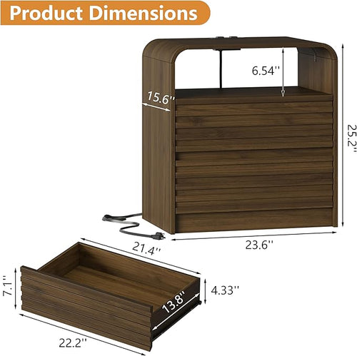 24" Wide Modern Fluted Nightstand - Image 2
