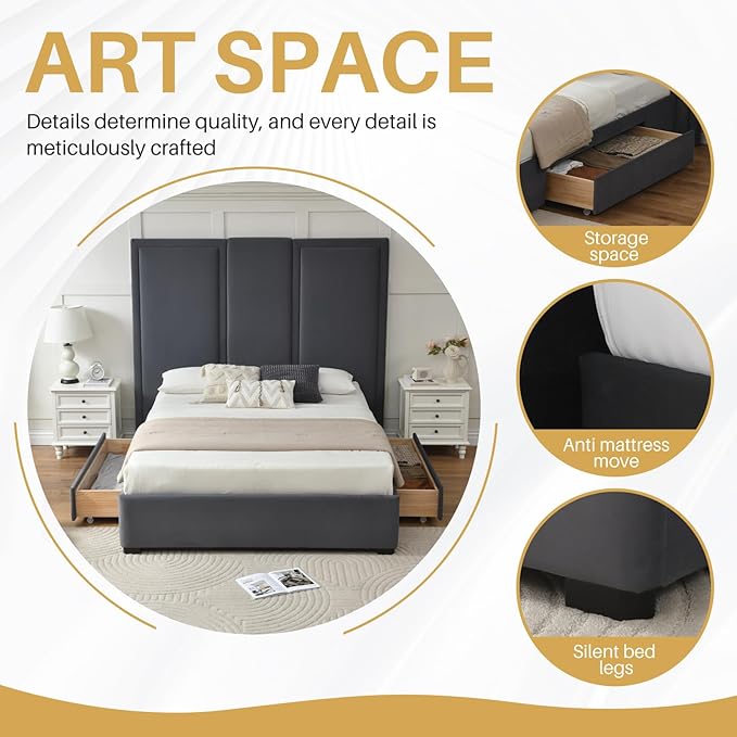 YUHUASHI Queen Size Bed Frame - Image 7