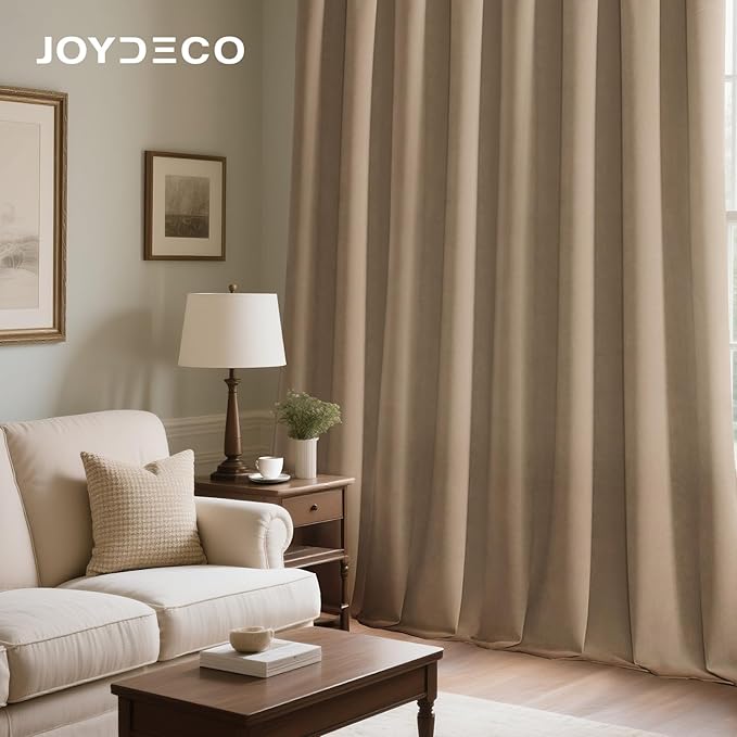 Joydeco Toffee Brown Velvet Curtains 72 Inches 2 Panels, Luxury Thermal - Image 4