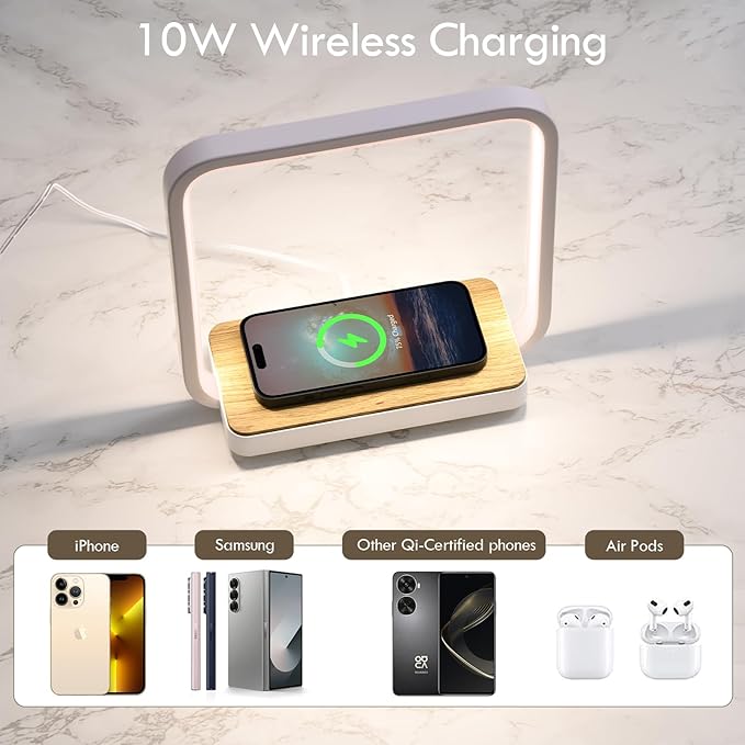 WILIT Bedside Lamp with Qi Wireless Charger, A13 Table lamp 3 Step Dimmable - Image 5