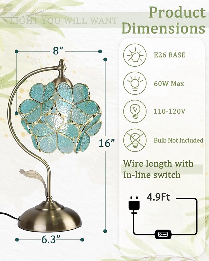 Tiffany Style Flower Table Lamp, Vintage Cherry Blossom Stained Glass Lamp - Image 3