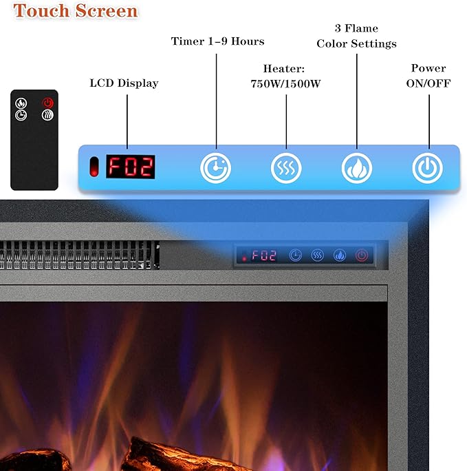 Electric Fireplace, Electric Fireplace Inserts, Recessed Fireplace Heater - Image 2