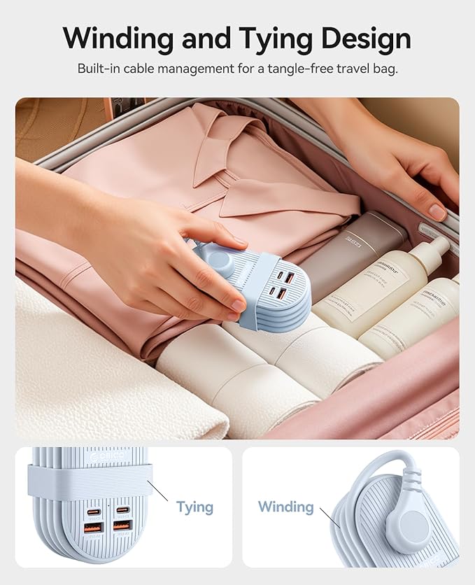 ORICO 65W USB Travel Power Strip, 7 in 1 Charging Station - Image 2