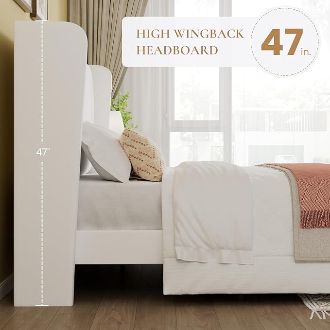 SHA CERLIN Queen Size Velvet Upholstered Platform Bed Frame - Image 5