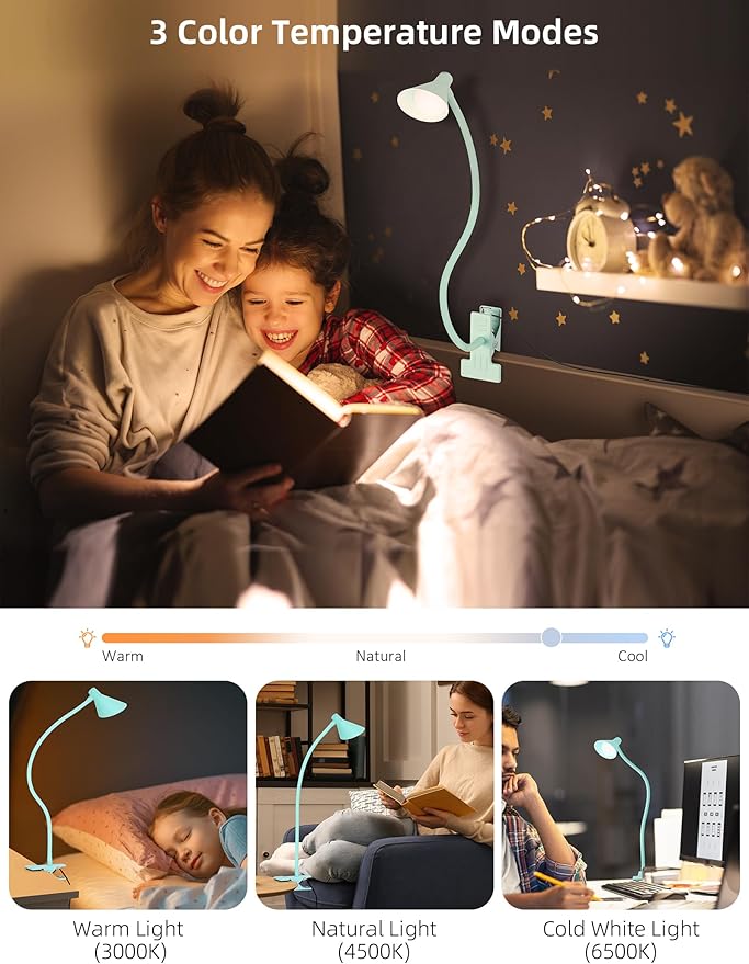 Reading Light for Bed, Clip-on Desk Lamp - Image 2