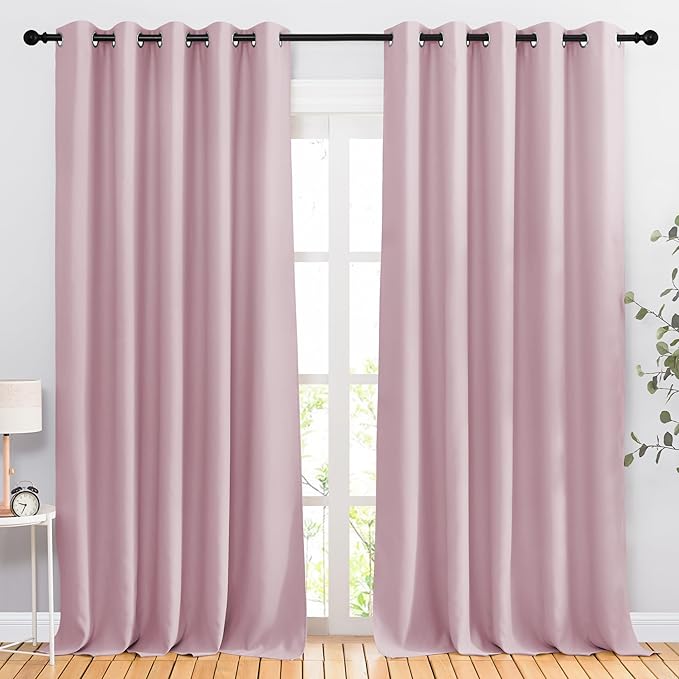 NICETOWN Baby Pink Sliding Door Curtains 2 Panels Set 118 inches Long, Grommet by NICETOWN