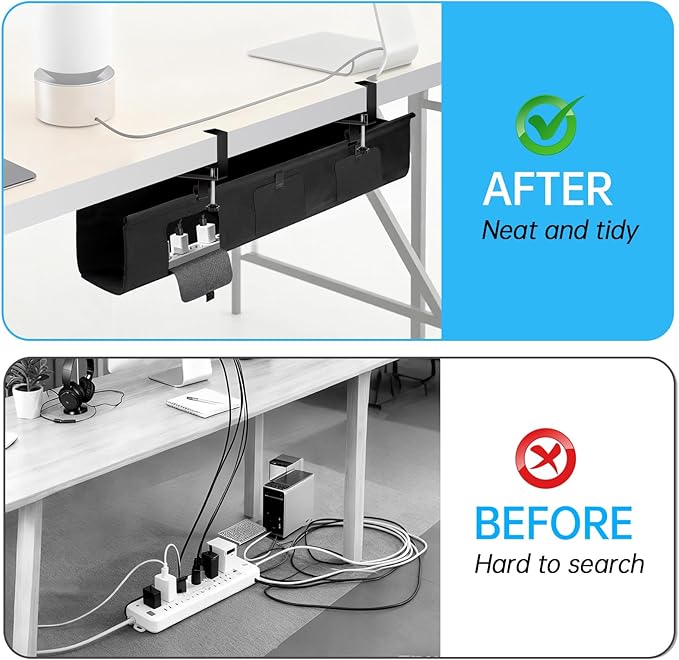 Under Desk Cable Management Tray, 36-inch No-Drill Standing Desk Cable Organizer - Image 4