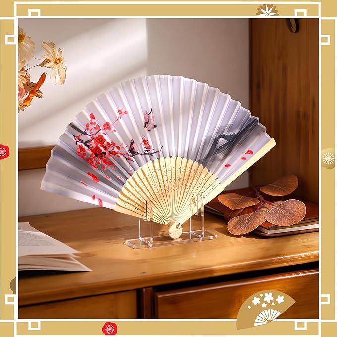 Roowest 2 Pcs Acrylic Fan Display Stand Folding Clear Fan Holder Easel Japanese - Image 3