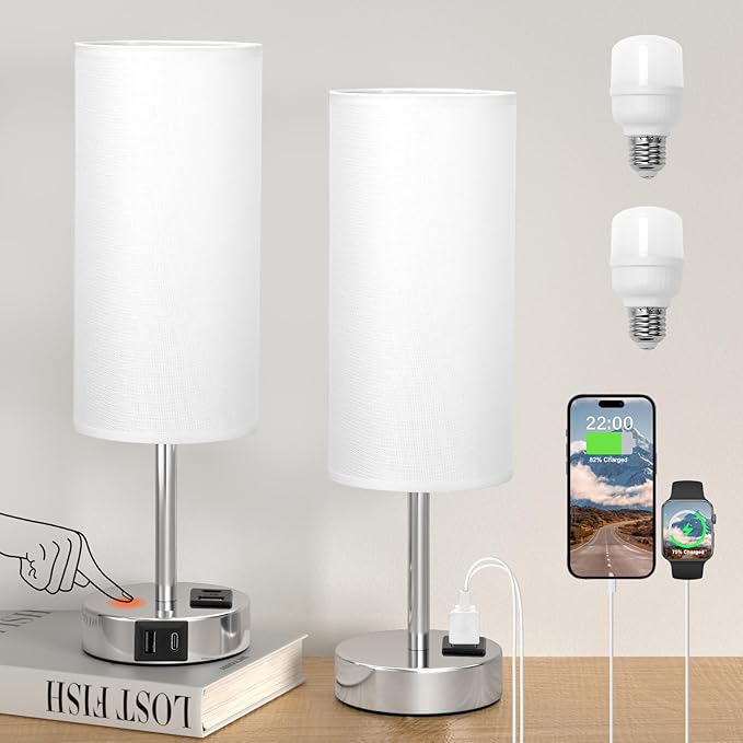 Bedside Table Lamps for Bedroom Set of 2 - Image 8
