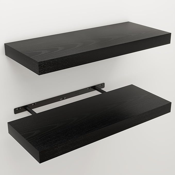 Floating Shelves for Wall, 9.3" Deep Wall Mounted Wood Shelves for Bathroom - Image 3