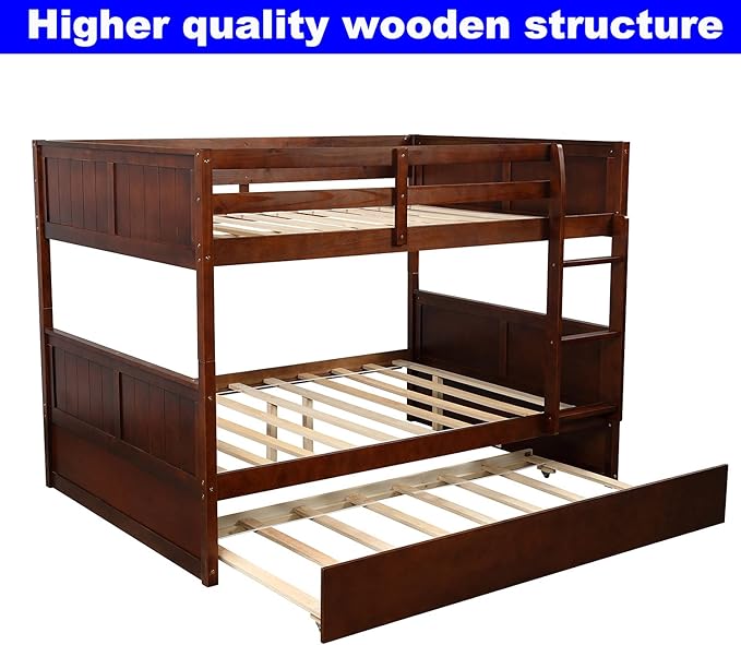 STERXONE Best Thicken Solid Wood Full Over Full Bunk Bed - Image 4