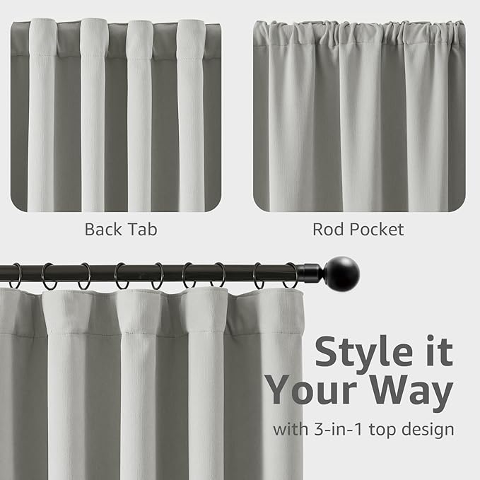 jinchan Chenille Blackout Curtains 84 Inches Long Light Grey Thermal Insulated - Image 8