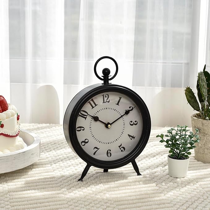 Vintage Decorative Desk and Shelf Clock, Rustic Mantel Clock Farmhouse Clock by MICWIC