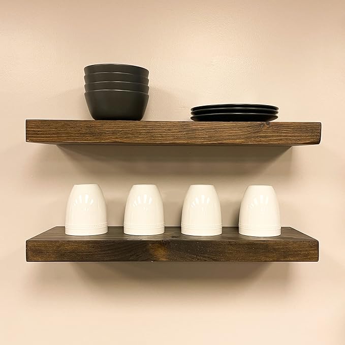 URBANDI, Rustic Floating Shelves, Hidden Bracket, Solid Wood, Heavy Duty - Image 5