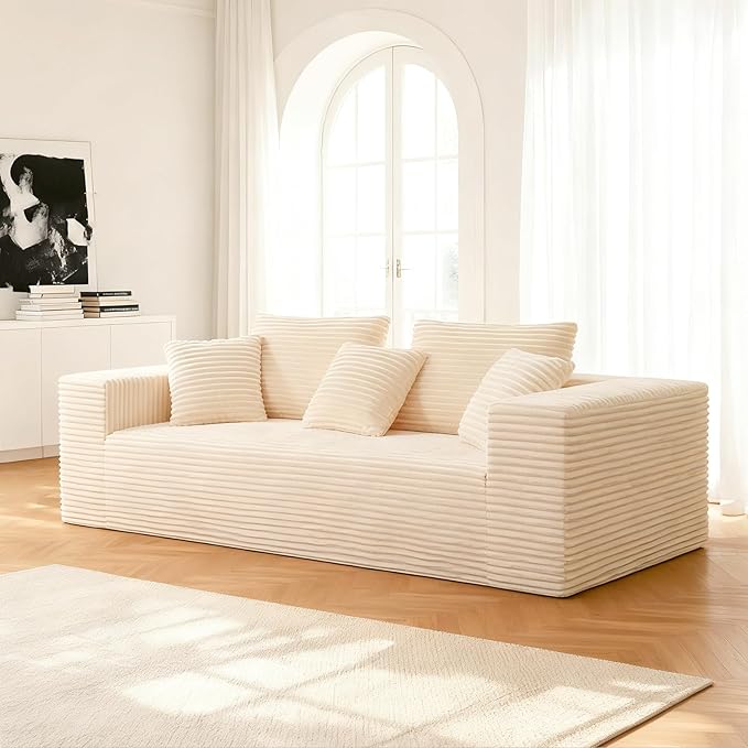 Boneless Cloud Couch Sofa, 3 Seater Deep Seat Modern Lounge Sleeper Couch - Image 2