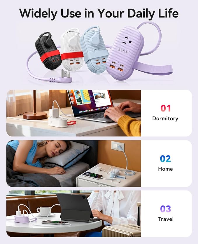ORICO 65W USB Travel Power Strip, 7 in 1 Charging Station - Image 7