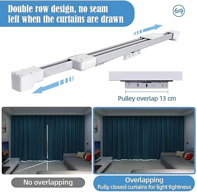 TIPIACE Hard-Wired Tuya Wifi Motorized Curtain Tracks to Remote Control Ceiling - Image 6