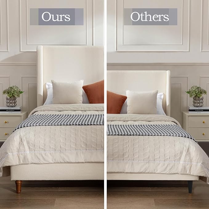 King Size Upholstered Bed Frame, Harper 54" Tall Headboard Platform Beds - Image 3