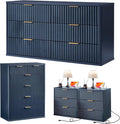 LEYAOYAO Fluted Dressers & Nightstand Set of 4, Wood 48" Wide Dresser & 42" by LEYAOYAO-Findtheshiningpointofyourideallife%EF%BC%81