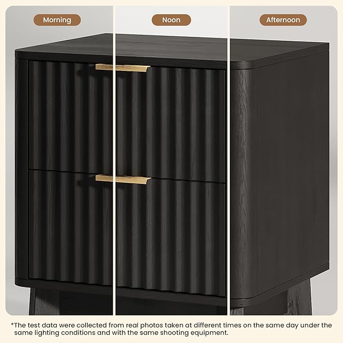 Fluted Nightstand Set of 2, Modern End Table - Image 5