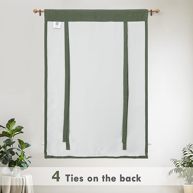 DriftAway Double Layer Linen Blackout Tie Up Curtains Thermal Insulated Fully - Image 6