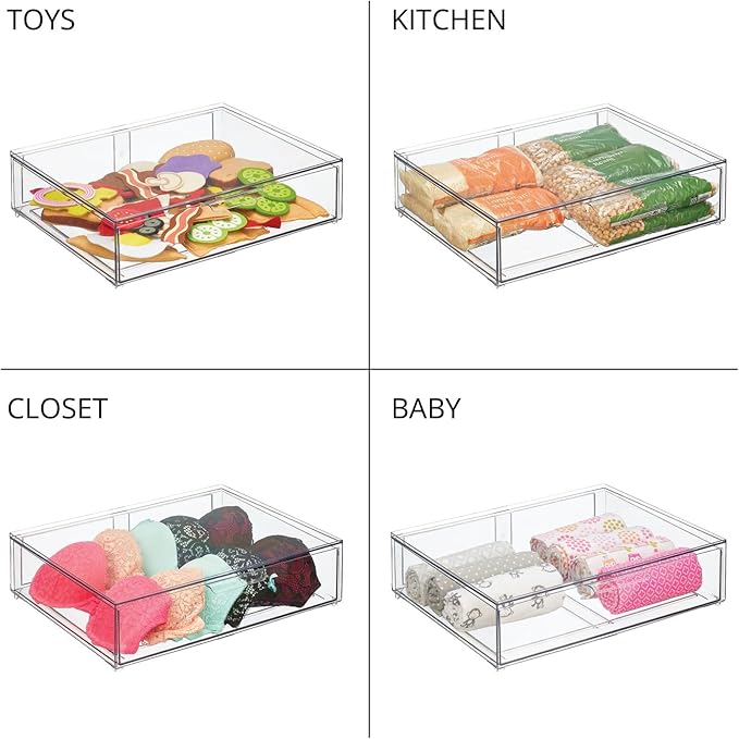 mDesign Wide Plastic Stackable Bathroom Storage Organizer Bin - Image 5