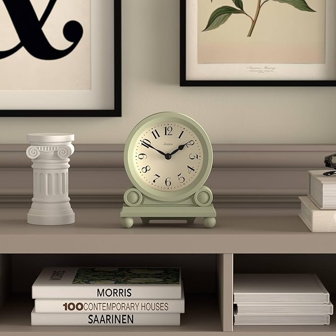 JONES CLOCKS® Maida Vale Mantel Clock | Small Traditional Desk Clock | Sage - Image 3